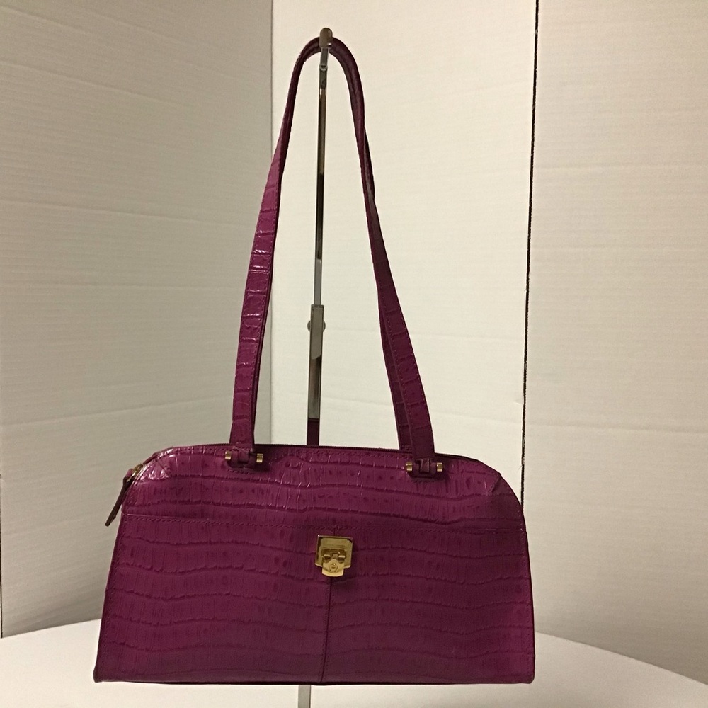 ETIENNE AIGNER Croc Embossed Fuchsia Pink LEATHER